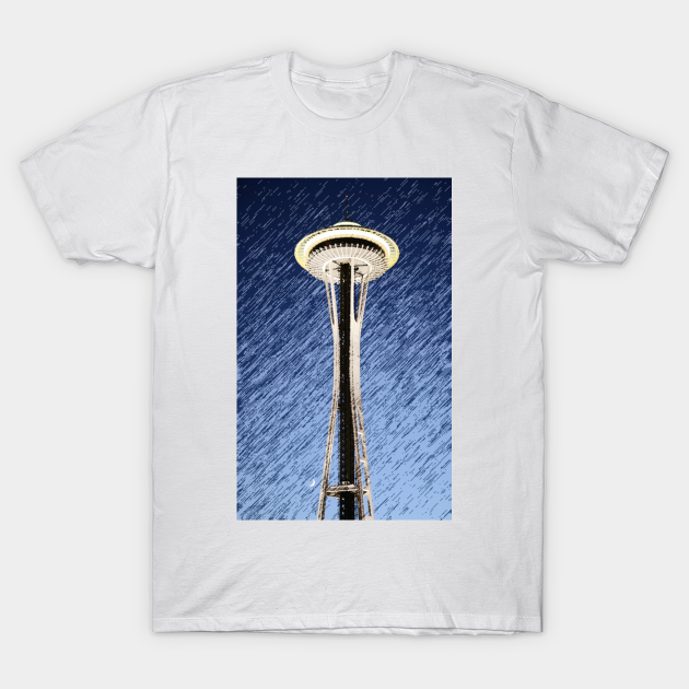 Seattle Space Needle rainy Night
